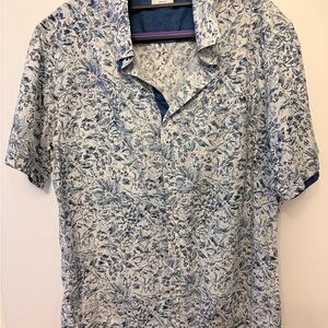7 Diamonds Navy and White Patterned Casual Shirt